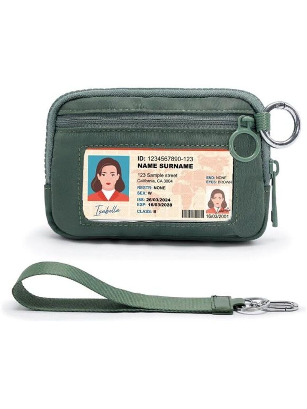 Womens Mini Wallet Keychain Card Case Coin Purse Zip ID Window Portable